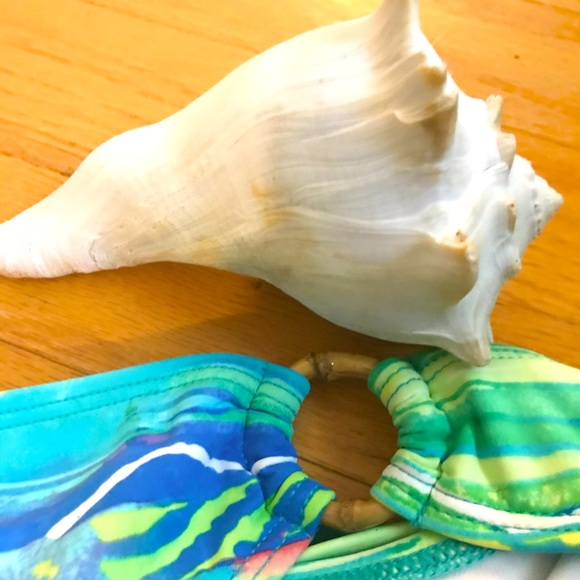 RALPH LAUREN Beautiful NWT bikini bottoms tropical print blue green coral white - Picture 14 of 16